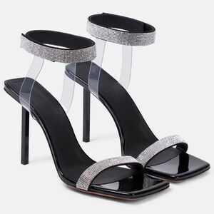 Amina Muaddi Rih 95mm crystal-embellished sandals size 36.5